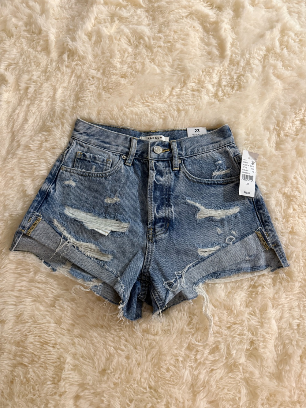 PacSun Light Blue Distressed High-Rise Jean Shorts